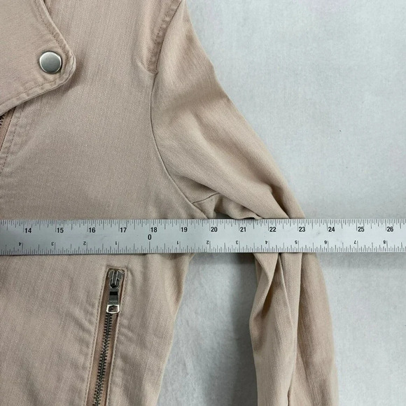 Banana Republic Jacket Women's Sz M Blush Pink Full-Zip Cropped Motorcycle Coat - Picture 4 of 12